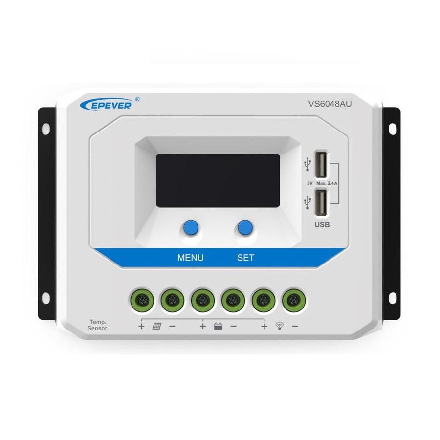 Controlador de carga Epever PWM 60A 48V VS6048AU con pantalla LCD y USB