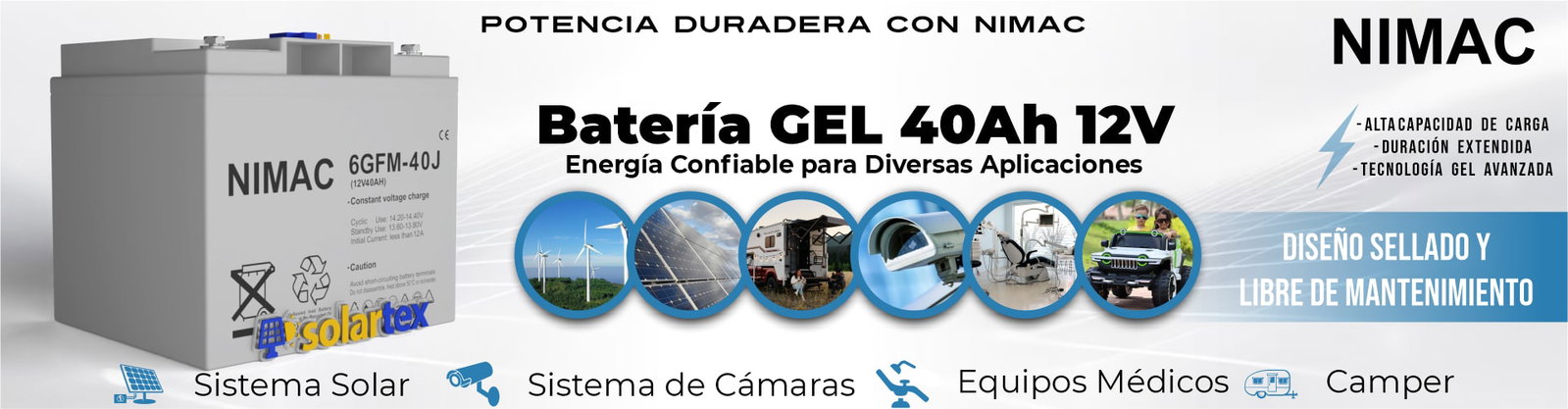 Batería de GEL 40Ah 12V Nimac Batería de GEL 40Ah 12V Nimac