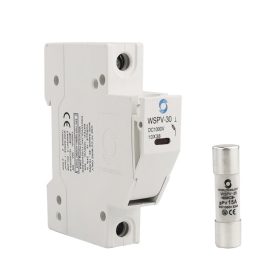 Portafusible para riel DIN con fusible de 10A 1000V DC para protección solar fotovoltaica