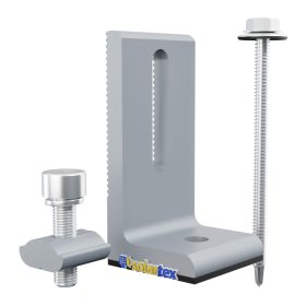 Soporte L de aluminio con goma de sello y tornillo para montaje solar