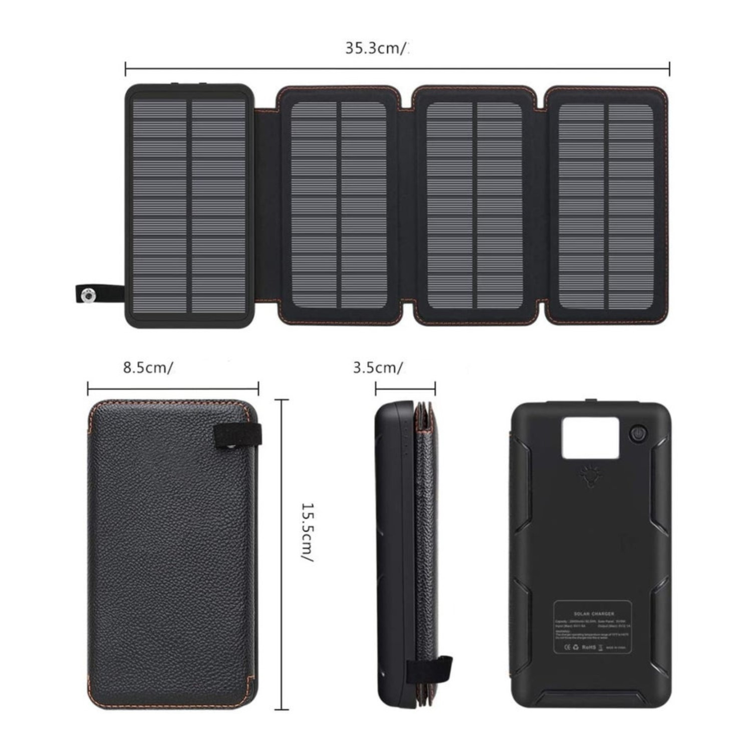 Power bank Solar Cargador Portátil Plegable JustPawa! 20.000mAh - Imagen 2