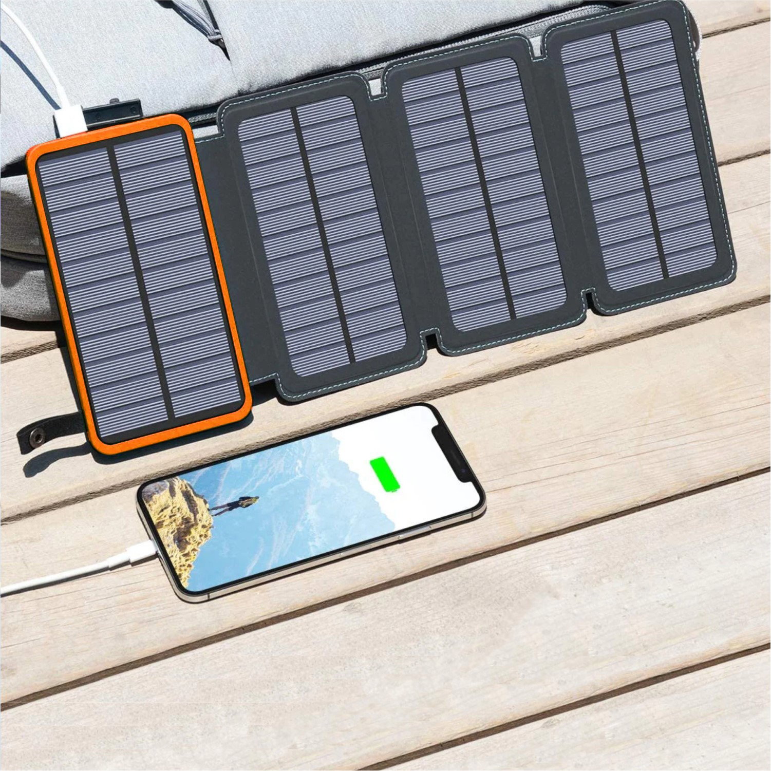 Power bank Solar Cargador Portátil Plegable JustPawa! 20.000mAh - Imagen 5