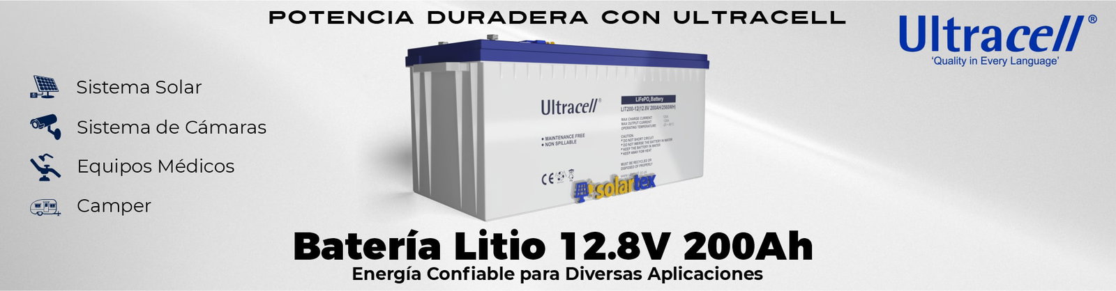 Batería de Litio 200Ah 12V Ultracell Batería de Litio 200Ah 12V Ultracell