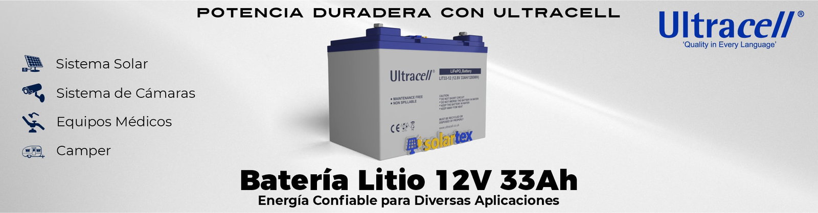 Batería de Litio 33Ah 12V Ultracell Batería de Litio 33Ah 12V Ultracell
