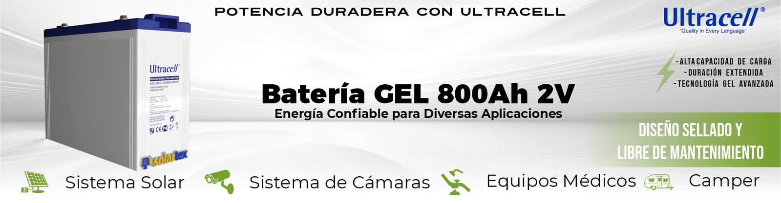 Batería GEL 800Ah 2V Ultracell Batería GEL 800Ah 2V Ultracell