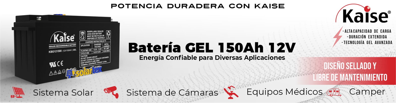 Batería de GEL 150Ah 12V Kaise Batería de GEL 150Ah 12V Kaise