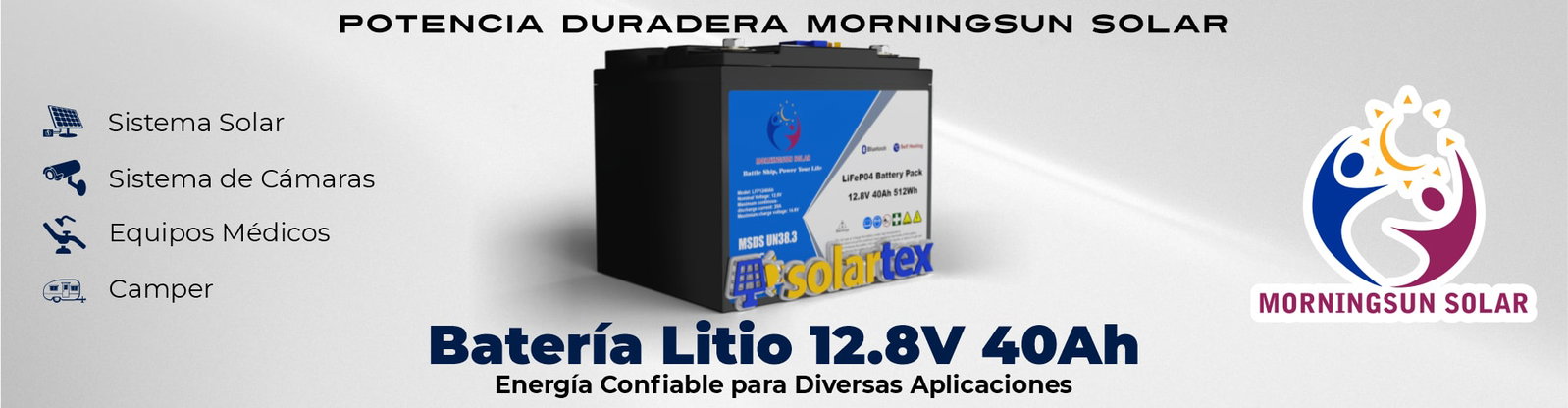 Batería de litio 40ah 12.8V Lifepo4 Morningsun Solar Batería de litio 40ah 12.8V Lifepo4 Morningsun Solar