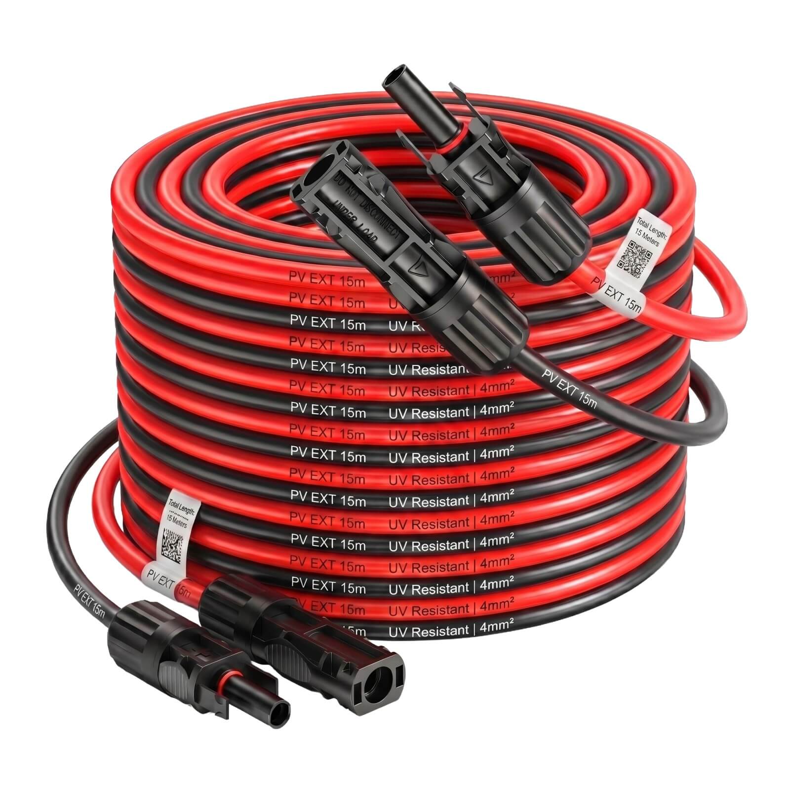 Extension Solar 15 mts 4mm con conectores mc4 ambos extremos
