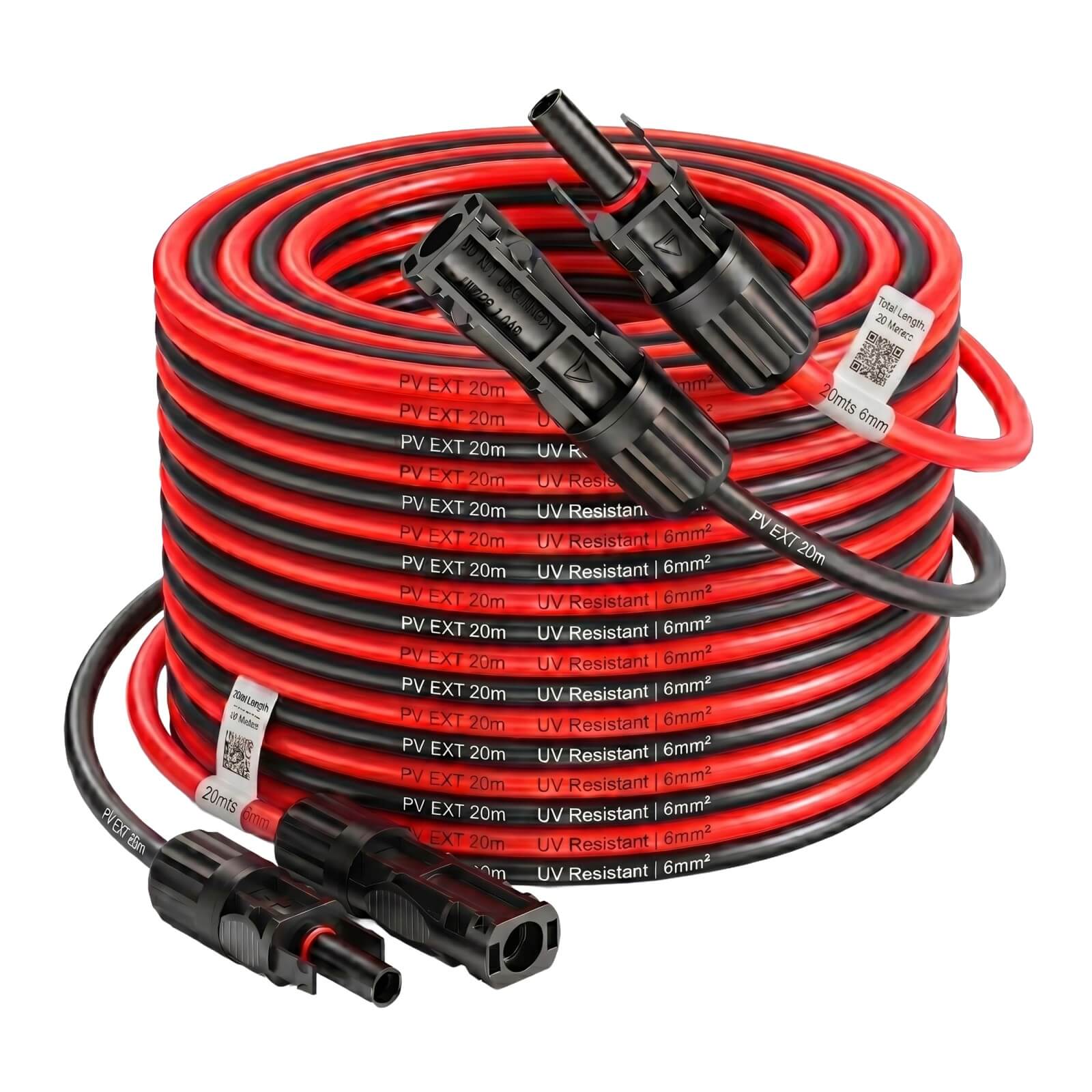 Extension Solar 20 mts 6mm con conectores mc4 ambos extremos