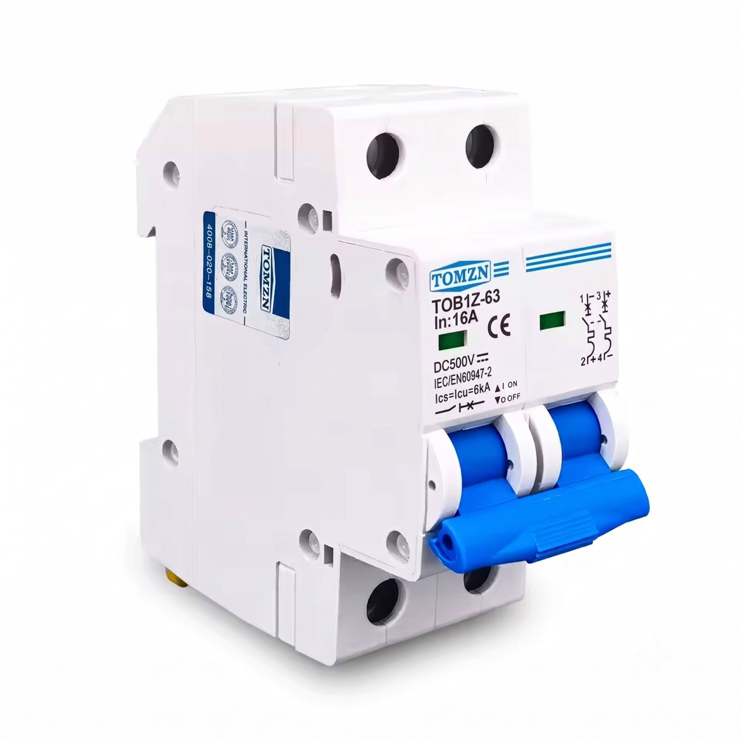 Automático DC 2 Polos 16A 500V TOMZN TOB1Z-500-16A - Imagen 2