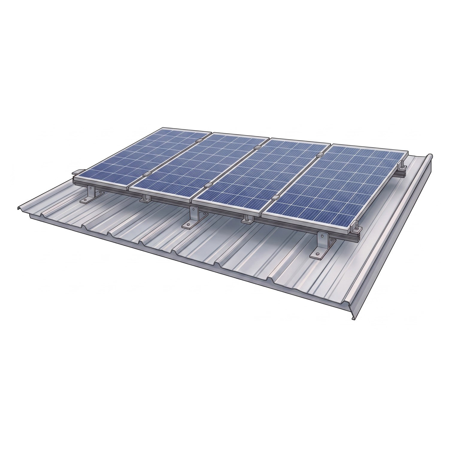 Kit de montaje en aluminio para 4 paneles solares grandes